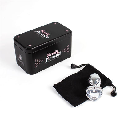 SECRET PLAY - PLUG ANAL DE METAL CORAZÓN TRANSPARENTE TALLA S