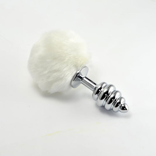 LOVETOY - PLUG ANAL DE METAL EN ESPIRAL CON POMPON BLANCO