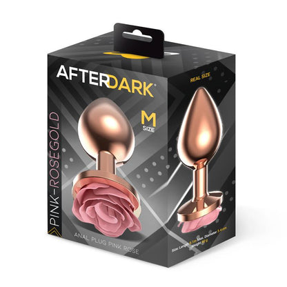 AFTERDARK - PLUG ANAL DE METAL ORO ROSA CON ROSA ROSA EN LA BASE TALLA M