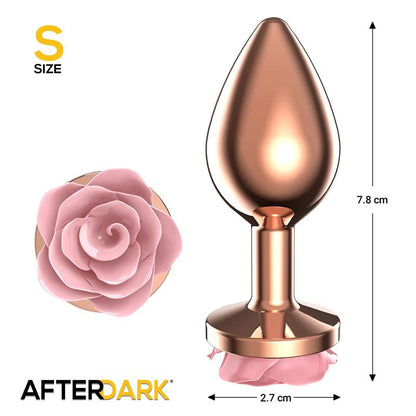 AFTERDARK - PLUG ANAL DE METAL ORO ROSA CON ROSA ROSA EN LA BASE TALLA S