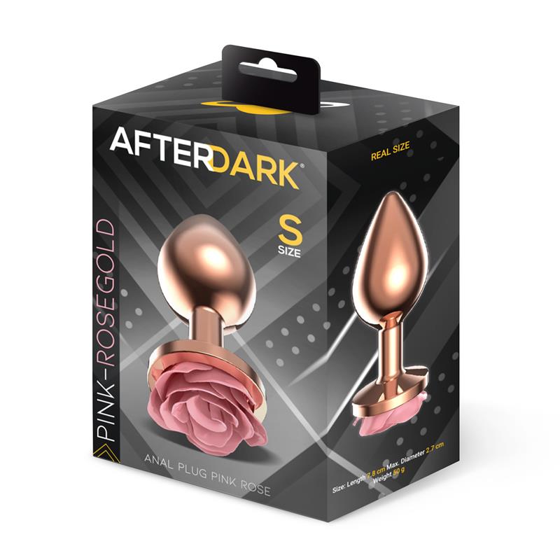 AFTERDARK - PLUG ANAL DE METAL ORO ROSA CON ROSA ROSA EN LA BASE TALLA S