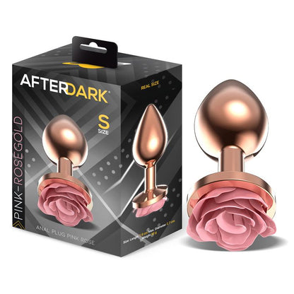 AFTERDARK - PLUG ANAL DE METAL ORO ROSA CON ROSA ROSA EN LA BASE TALLA S