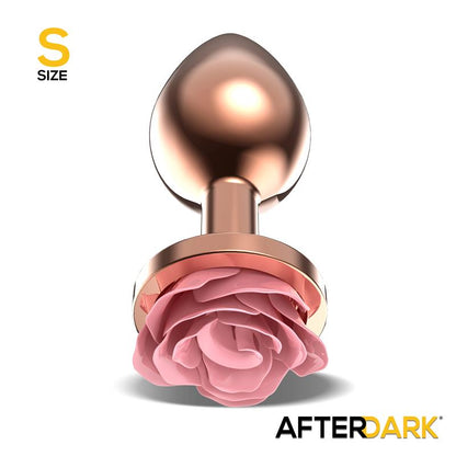 AFTERDARK - PLUG ANAL DE METAL ORO ROSA CON ROSA ROSA EN LA BASE TALLA S
