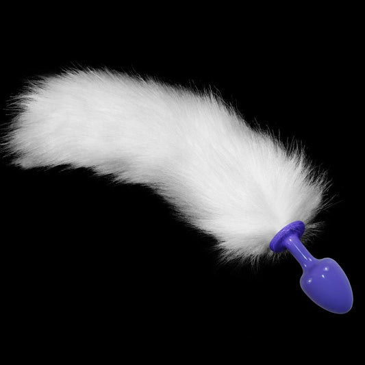 LOVETOY - PLUG ANAL DE METAL PÚRPURA CON COLA BLANCO
