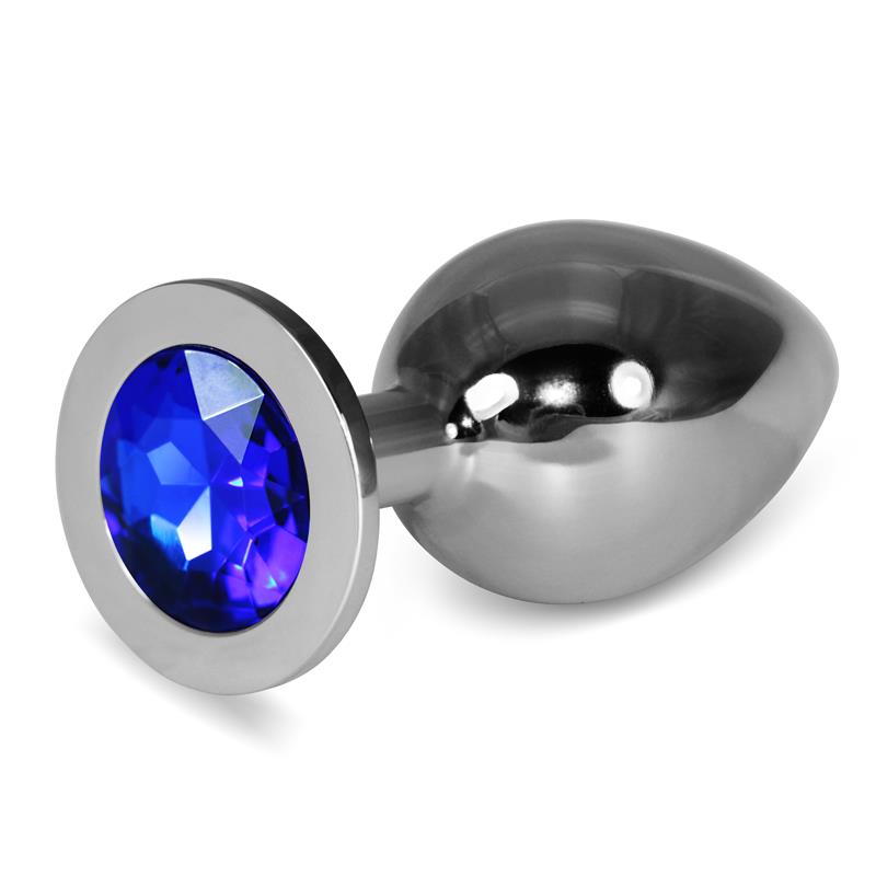 LOVETOY - PLUG ANAL DE METAL ROSEBUD CLASSIC CON JOYA AZUL OSCURO TALLA L