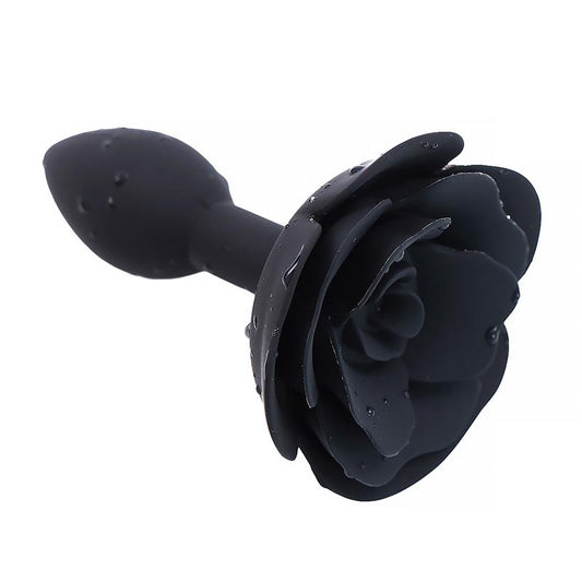 A-GUSTO - PLUG ANAL DE SILICONA CON ROSA NEGRO