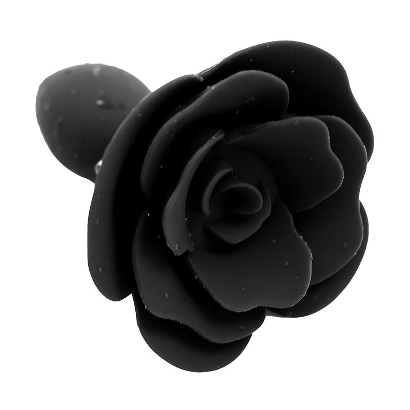 A-GUSTO - PLUG ANAL DE SILICONA CON ROSA NEGRO