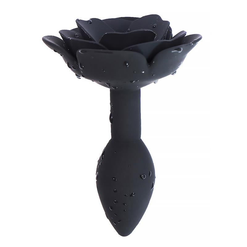 A-GUSTO - PLUG ANAL DE SILICONA CON ROSA NEGRO