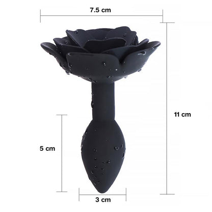 A-GUSTO - PLUG ANAL DE SILICONA CON ROSA NEGRO