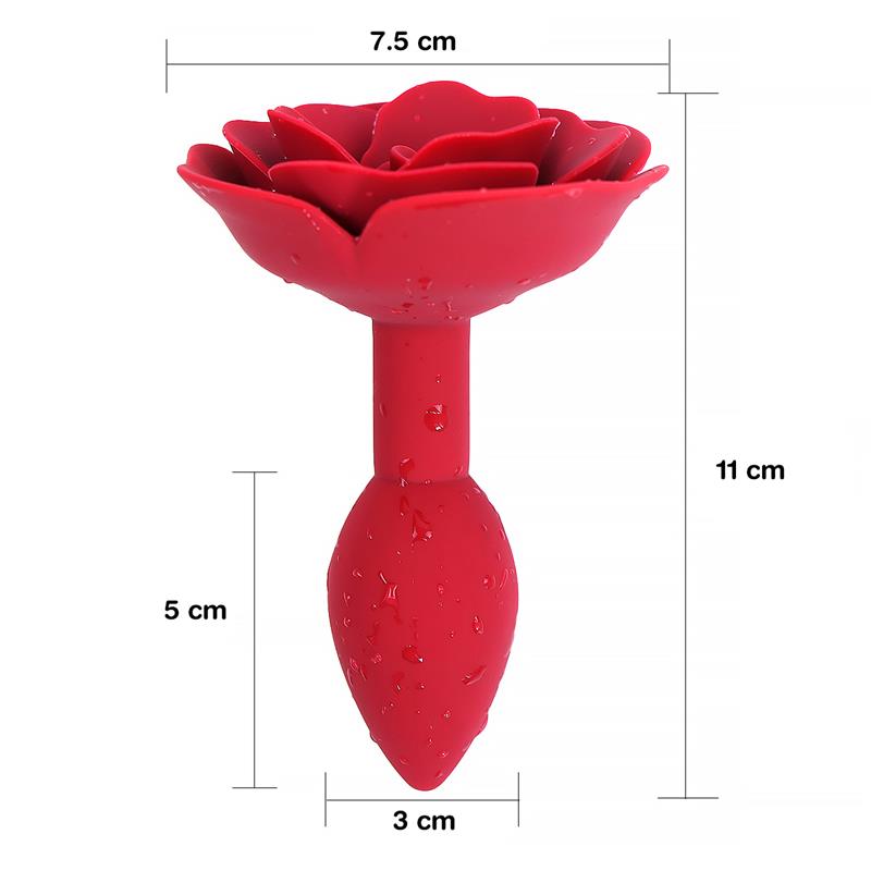 A-GUSTO - PLUG ANAL DE SILICONA CON ROSA ROJO