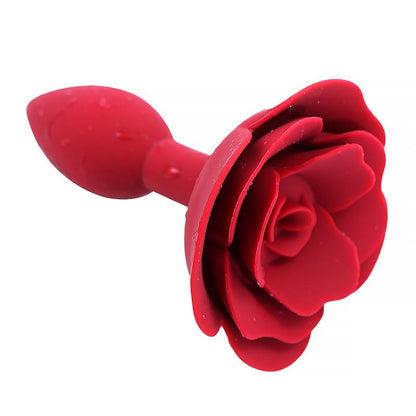 A-GUSTO - PLUG ANAL DE SILICONA CON ROSA ROJO