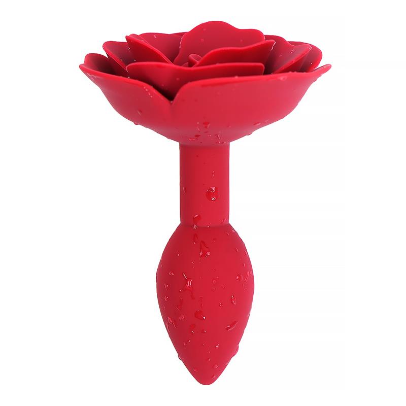 A-GUSTO - PLUG ANAL DE SILICONA CON ROSA ROJO