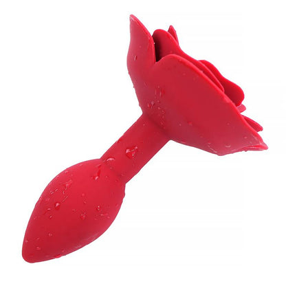 A-GUSTO - PLUG ANAL DE SILICONA CON ROSA ROJO