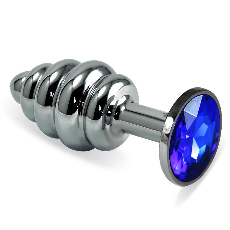 LOVETOY - PLUG ANAL EN ESPIRAL ROSEBUD CON JOYA AZUL OSCURO
