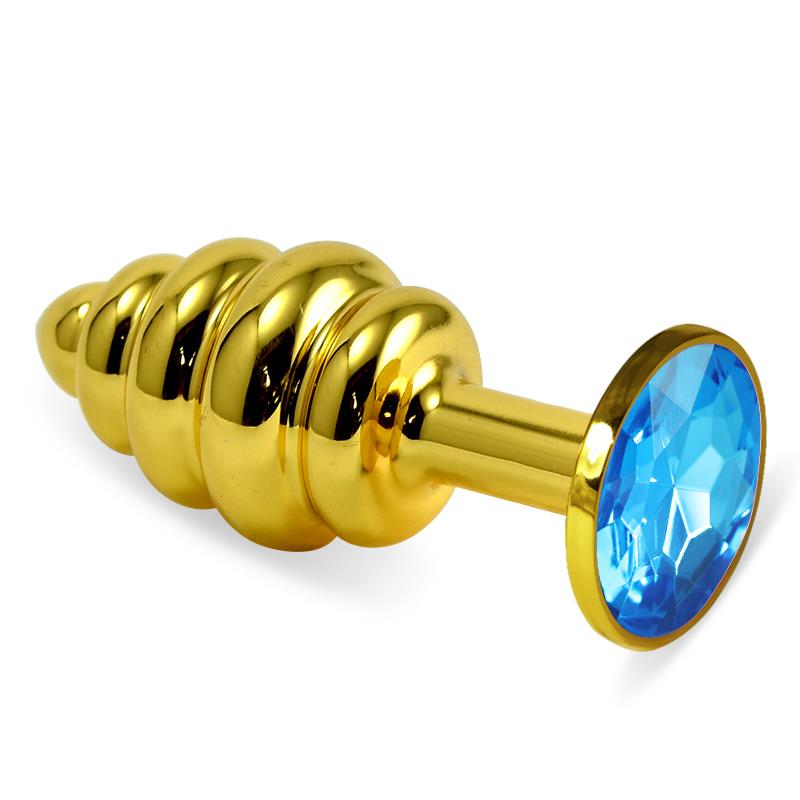 LOVETOY - PLUG ANAL EN ESPIRAL ROSEBUD CON JOYA AZUL
