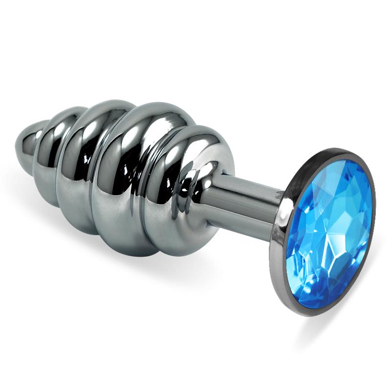 LOVETOY - PLUG ANAL EN ESPIRAL ROSEBUD CON JOYA AZUL