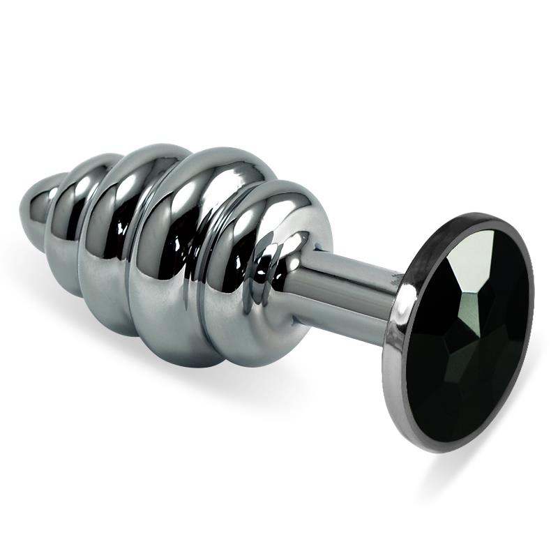 LOVETOY - PLUG ANAL EN ESPIRAL ROSEBUD CON JOYA NEGRO