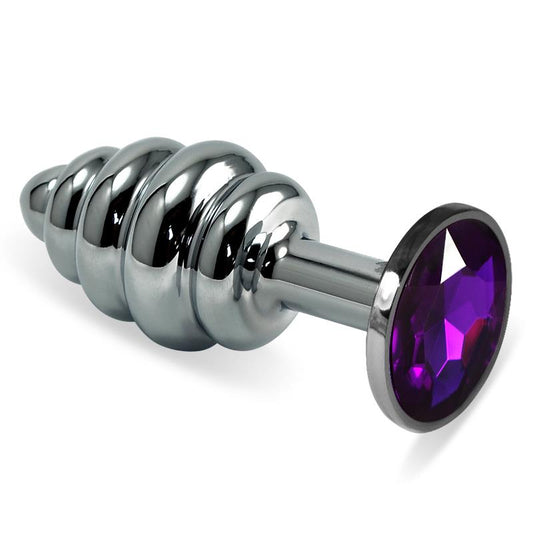 LOVETOY - PLUG ANAL EN ESPIRAL ROSEBUD CON JOYA PÚRPURA
