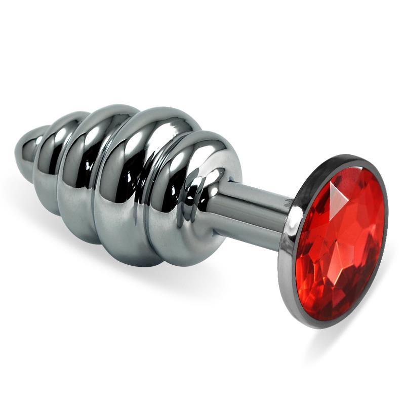 LOVETOY - PLUG ANAL EN ESPIRAL ROSEBUD CON JOYA ROJO