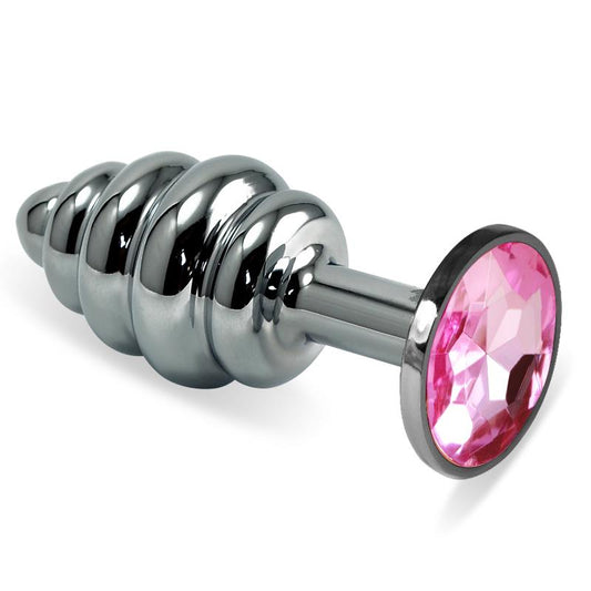 LOVETOY - PLUG ANAL EN ESPIRAL ROSEBUD CON JOYA ROSA