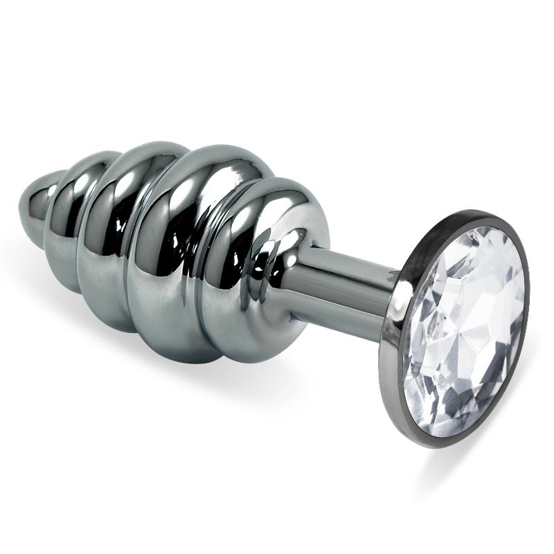 LOVETOY - PLUG ANAL EN ESPIRAL ROSEBUD CON JOYA TRANSPARENTE