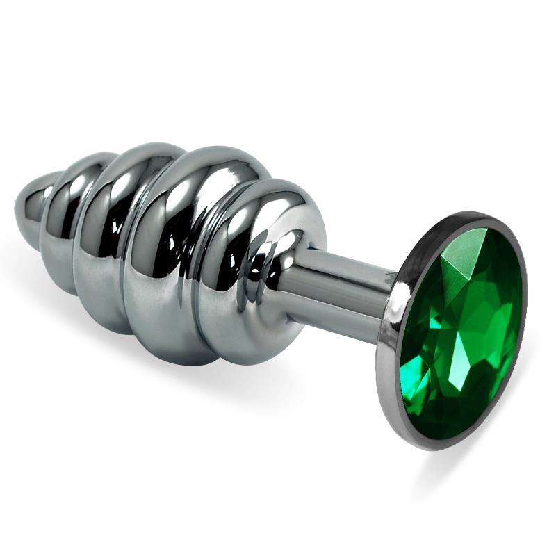 LOVETOY - PLUG ANAL EN ESPIRAL ROSEBUD CON JOYA VERDE