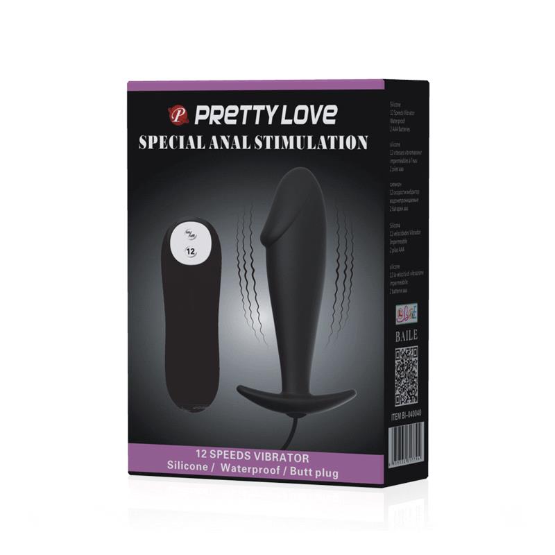 PRETTYLOVE - PLUG ANAL NEGRO CON MANDO