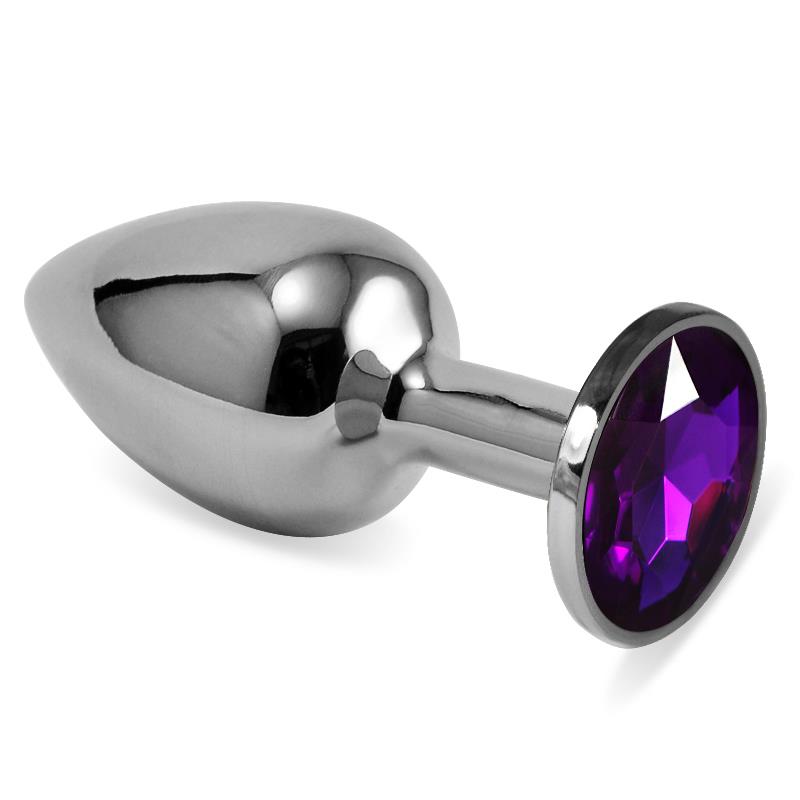 LOVETOY - PLUG ANAL PLATEADO ROSEBUD CLASSIC CON JOYA PÚRPURA TALLA S