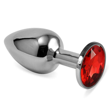 LOVETOY - PLUG ANAL PLATEADO ROSEBUD CLASSIC CON JOYA ROJO TALLA S