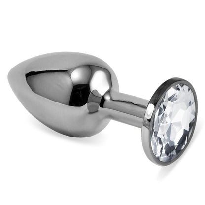 LOVETOY - PLUG ANAL PLATEADO ROSEBUD CLASSIC CON JOYA TRANSPARENTE TALLA S