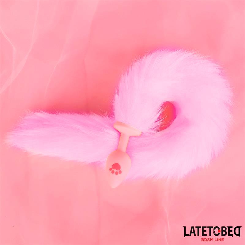 LATETOBED BDSM LINE - PLUG ANAL ROSA CON COLA DE ZORRO ROSA