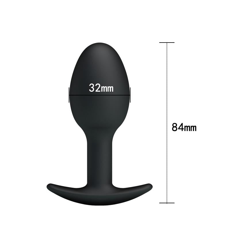 PRETTYLOVE - PLUG ANAL SILICONA NEGRO CON BOLA