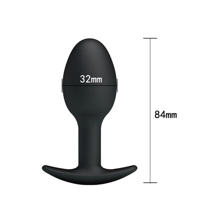 PRETTYLOVE - PLUG ANAL SILICONA NEGRO CON BOLA