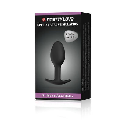 PRETTYLOVE - PLUG ANAL SILICONA NEGRO CON BOLA