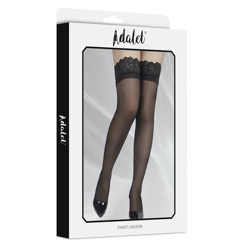 ADALET LINGERIE - POSY MEDIAS CON TIRAS DE SILICONA NEGRAS TALLA ÚNICA