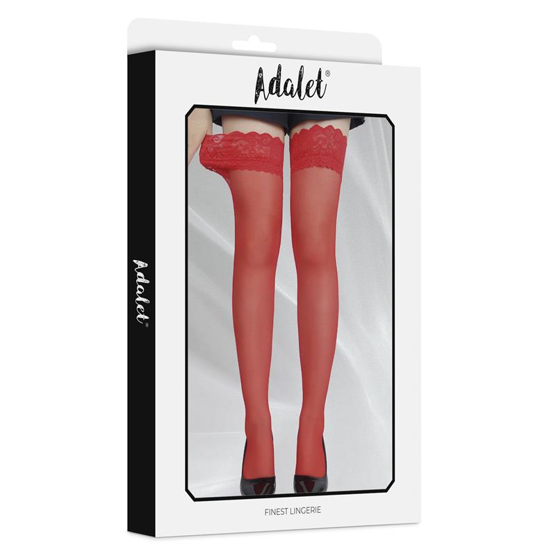 ADALET LINGERIE - POSY MEDIAS CON TIRAS DE SILICONA ROJAS TALLA ÚNICA