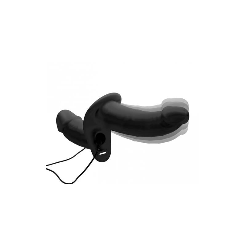 STRAP U - POWER PEGGER VIBRADOPR DOBLE CON ARNÉS NEGRO