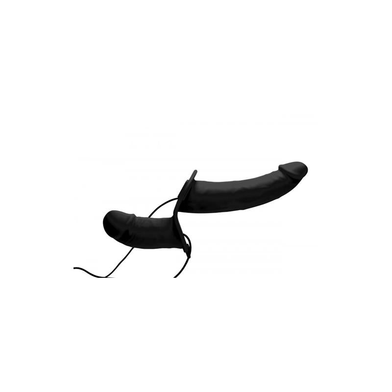 STRAP U - POWER PEGGER VIBRADOPR DOBLE CON ARNÉS NEGRO