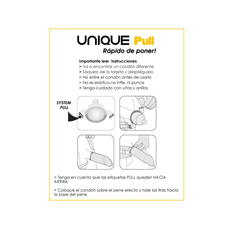 UNIQ - PRESERVATIVOS CON TIRAS PULL CONDOMS SIN LÁTEX 3 PCS