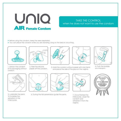 UNIQ - PRESERVATIVOS FEMENINOS AIR FEMALE SIN LÁTEX 3 UNIDADES