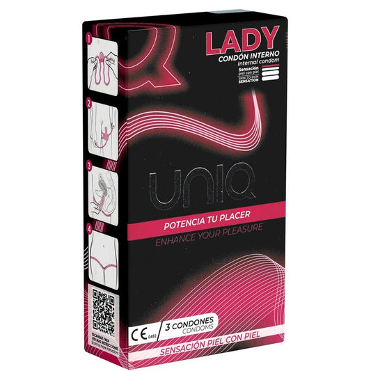UNIQ - PRESERVATIVOS FEMENINOS SIN LÁTEX 3 UNIDADES LADY FEMALE