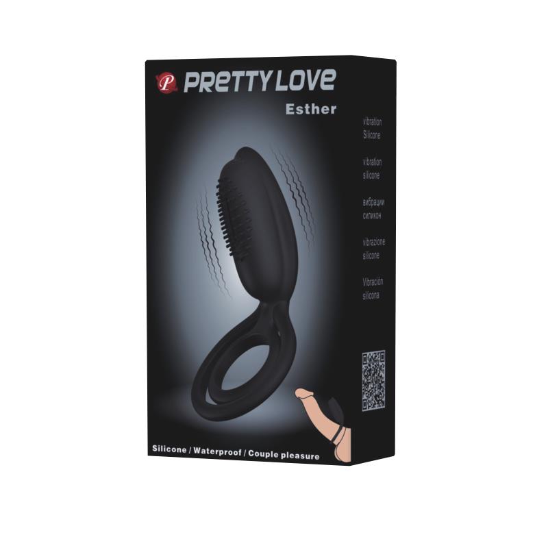 PRETTYLOVE - PRETTY LOVE ANILLO VIBRADOR ESTHER COLOR NEGRO