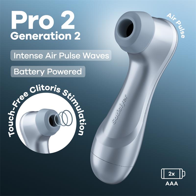 SATISFYER - PRO 2 GEN 2 SUCCIONADOR DE CLÍTORIS BATTERY SERIES ICE BLUE