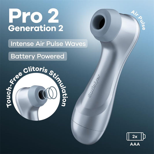 SATISFYER - PRO 2 GEN 2 SUCCIONADOR DE CLÍTORIS BATTERY SERIES ICE BLUE