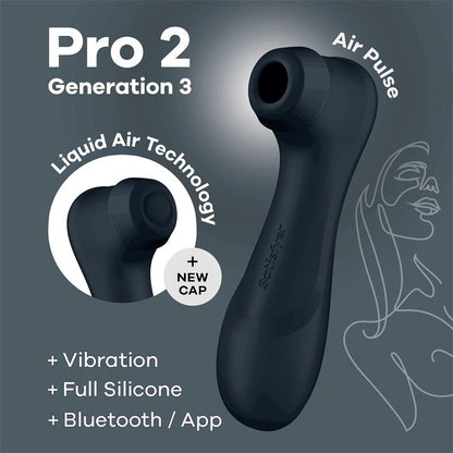 SATISFYER - PRO 2 GEN 3 LIQUID AIR TECHNOLOGY SUCCIÓN Y VIBRACIÓN APP CONNECT NEGRO