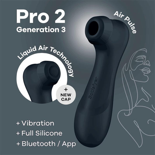 SATISFYER - PRO 2 GEN 3 LIQUID AIR TECHNOLOGY SUCCIÓN Y VIBRACIÓN APP CONNECT NEGRO