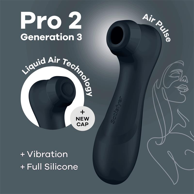 SATISFYER - PRO 2 GENER 3 LIQUID AIR TECHNOLOGY SUCCIÓN Y VIBRACIÓN NEGRO