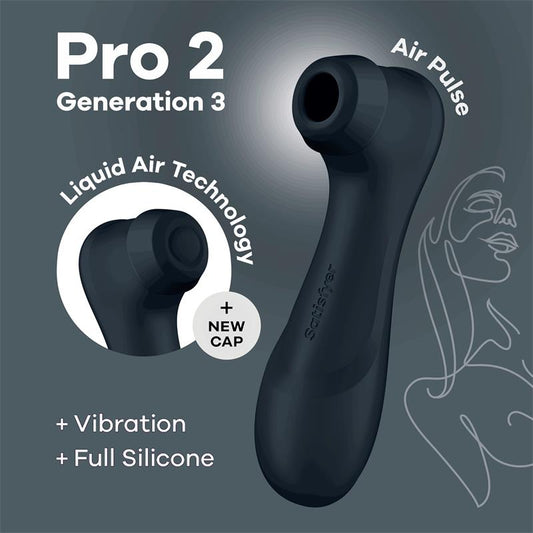 SATISFYER - PRO 2 GENER 3 LIQUID AIR TECHNOLOGY SUCCIÓN Y VIBRACIÓN NEGRO