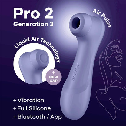 SATISFYER - PRO 2 GENERA 3 LIQUID AIR TECHNOLOGY SUCCIÓN Y VIBRACIÓN APP CONNECT LILAC