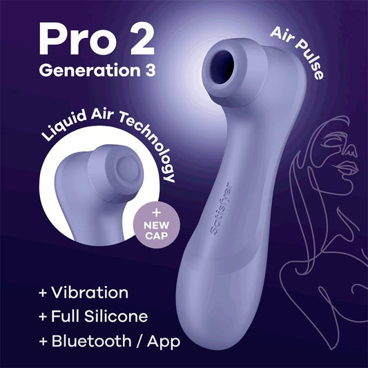 SATISFYER - PRO 2 GENERA 3 LIQUID AIR TECHNOLOGY SUCCIÓN Y VIBRACIÓN APP CONNECT LILAC